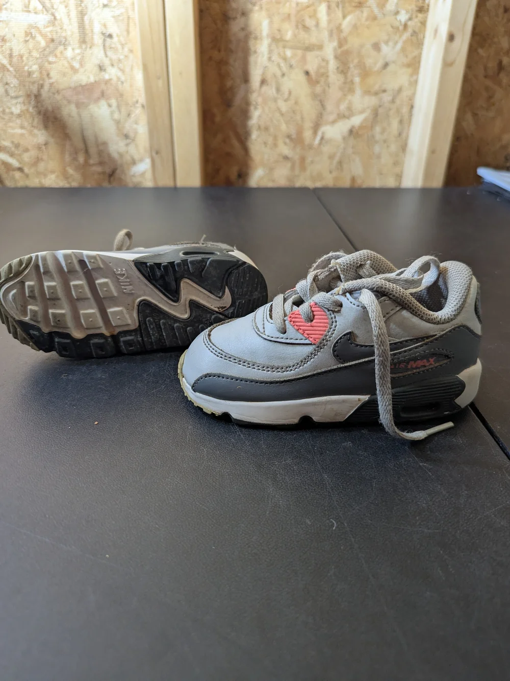 Nike Kids White and Gray Athletic Shoes with Pink Accents
